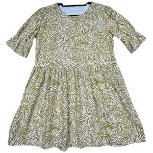 Girl and the Sun Puff Sleeve Zebra Print Rustic Cottagecore Boho Dress - Sz XL